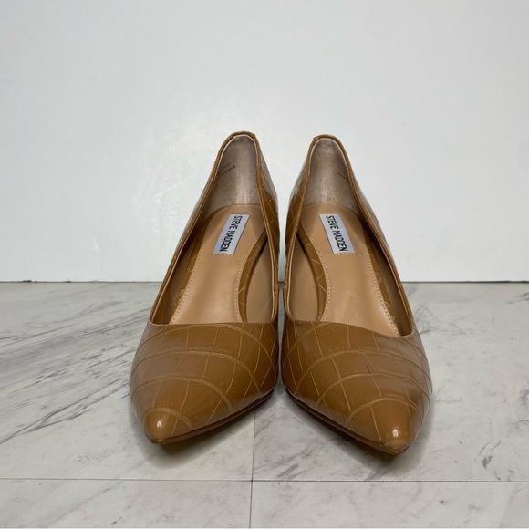 Steve Madden Luiza Brown Crocodile Embossed Pointy Toe Pump 9M - Picture 2 of 14